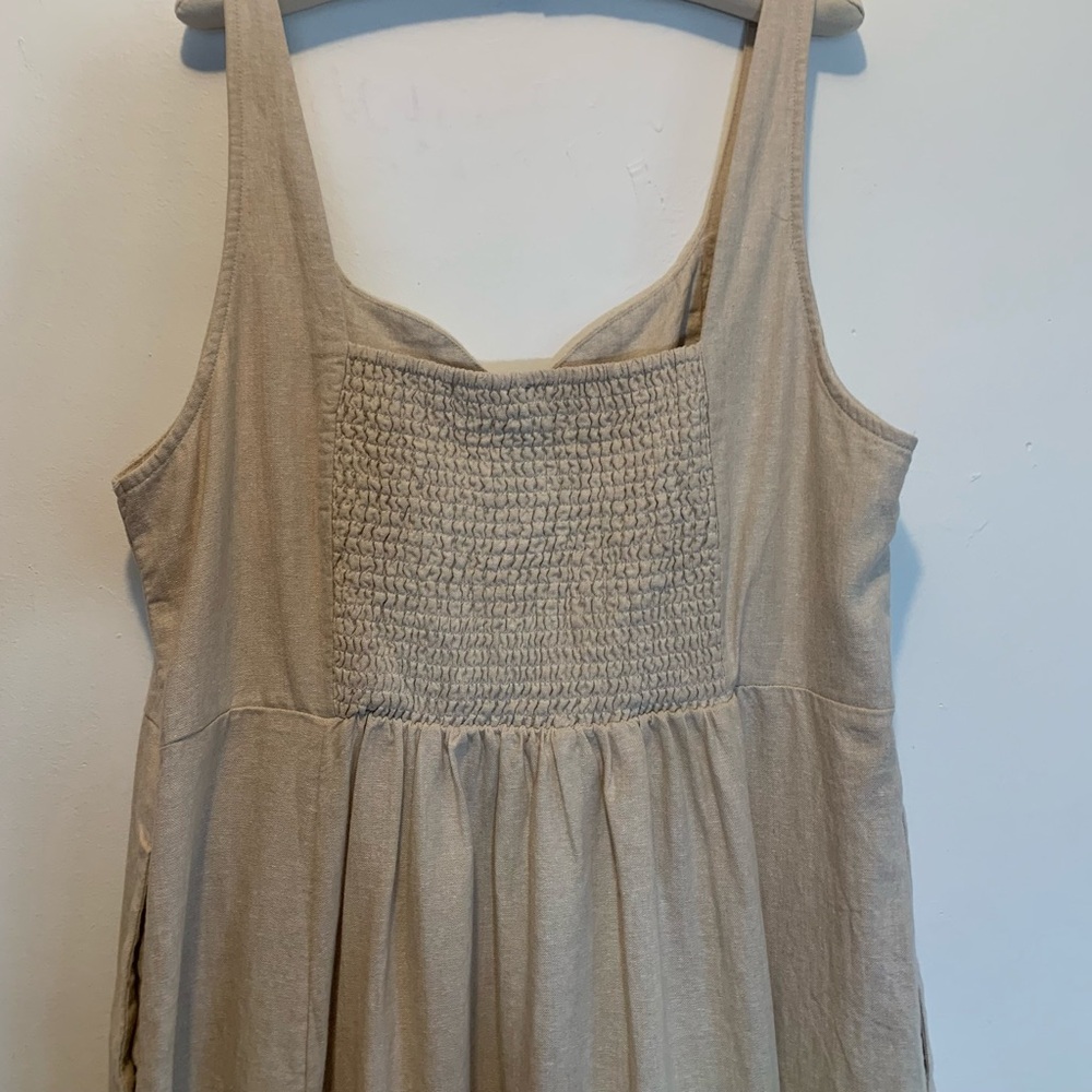 Old Navy Linen Blend Fit & Flare Midi Dress Tan - Picture 6 of 8